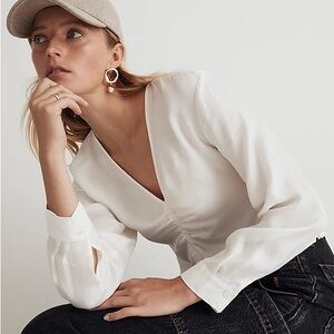 Madewell brushed ruched front top EUC